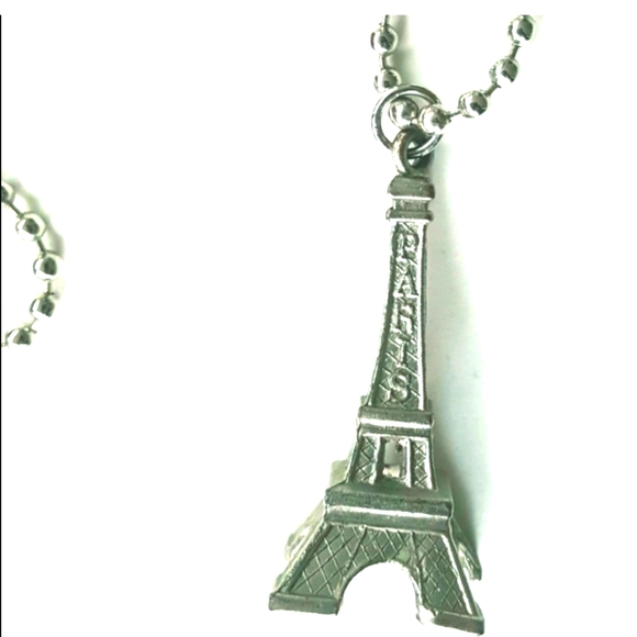 Paris Necklace Eiffel Tower Tour Eiffel Silver Tone Ball Chain - Picture 2 of 9